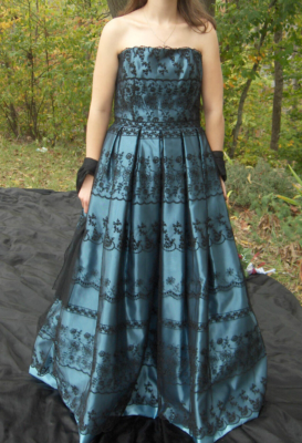 KLEINFELD ROSE TAFT BLUE BLACK LACE FORMAL GOWN DRESS 10 USA WEDDING | eBay