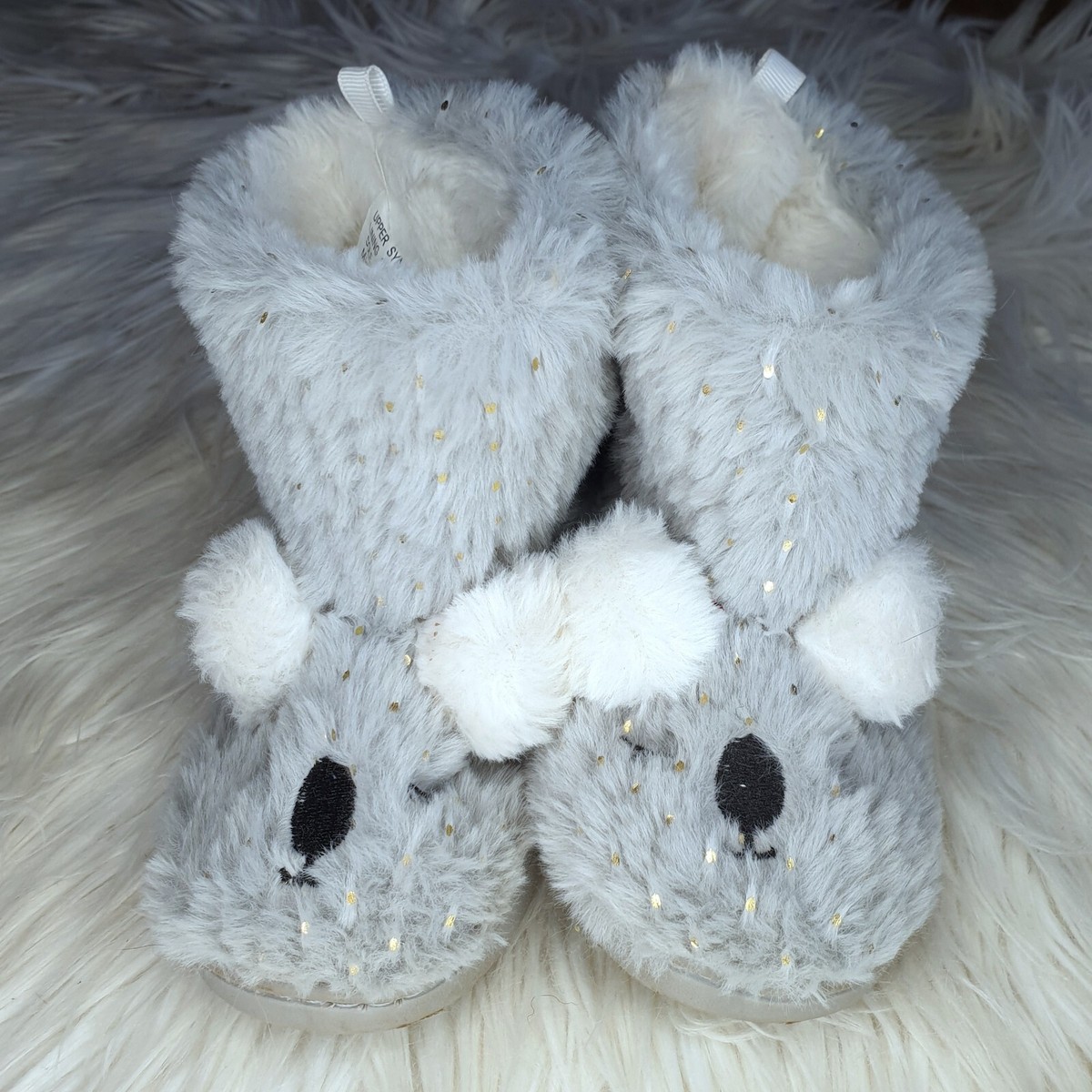 ANKO Size 10 girl's grey gold koala ugg boots slippers winter