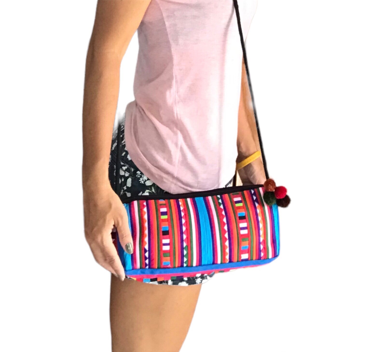Handmade Colorful Quilted Fabric Shoulder Bag Crossbody Phone Bag