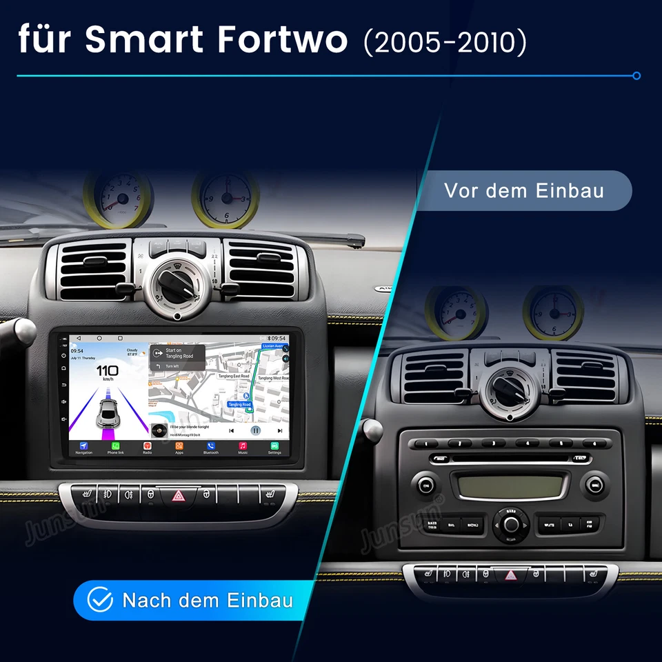 6+128G Android14 Carplay Für Benz Smart Fortwo 451 05-2015 Autoradio GPS Navi BT - Bild 4 von 4