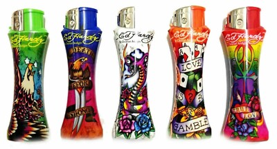 2 Lighter ED HARDY REFILLABLE TATTOO CURVE LIGHTER (Without Gas)Random any
