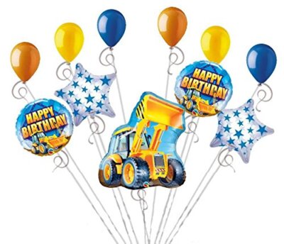 11 pc Construction Loader Balloon Bouquet Decoration Happy Birthday Tractor
