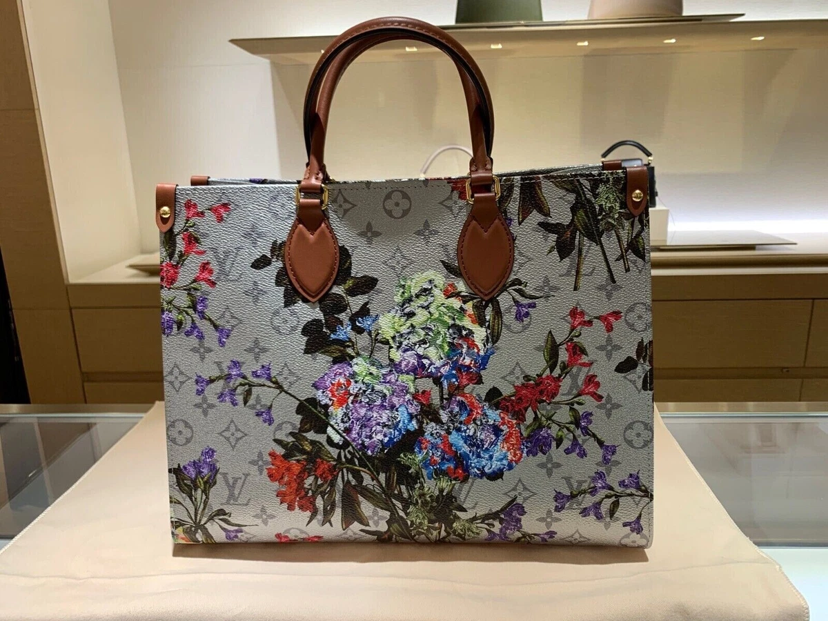 Louis Vuitton OnTheGo MM Floral Pattern Silver in Coated Canvas/Leather  with Gold-tone - US