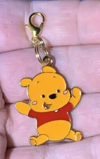 Gold Winnie The Pooh Charm Zipper Pull  Keychain Add On Clip 