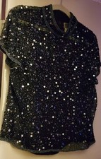 Papell Boutique Evening Sequins/Beaded Silk ZIppered Top - M/L