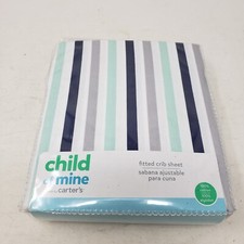Carter's Child of Mine Boys Fitted Crib Sheet Mint Green Multi-Colored Striped