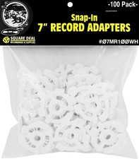  100 Flat White Adapters / Inserts for 7" 45rpm Vinyl Records 45s EP Single