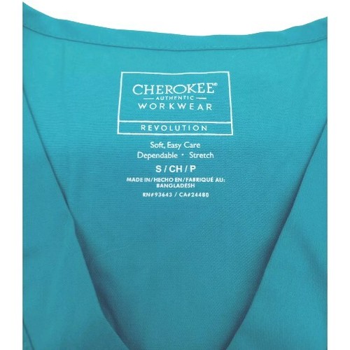 Cherokee Scrub Top Teal Workwear Mens Size S Style #WW670 New With Tags - Picture 5 of 8