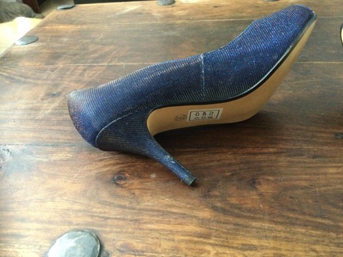 Monsoon sparkly high heel shoes two tone. Navy/gold highlights . Never worn - Picture 8 of 9