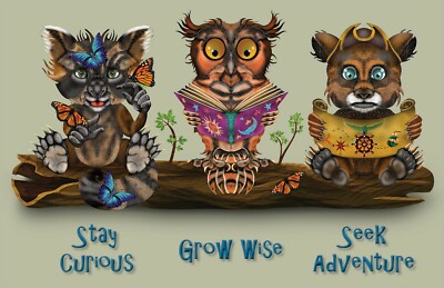 Nursery Wall Decor 11''x17'' Print - Woodland Animals, Grow Wise Owl, Racoon, Bear