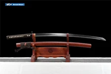 Katana Samurai Sword Clay Tempered T10 Steel Blade Real Hamon Razor Red Saya