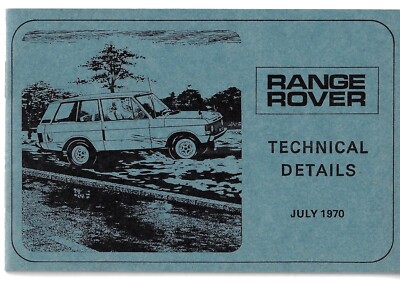 Range Rover 3.5 V8 3-dr Technical Details 1970-1971 UK Market Brochure