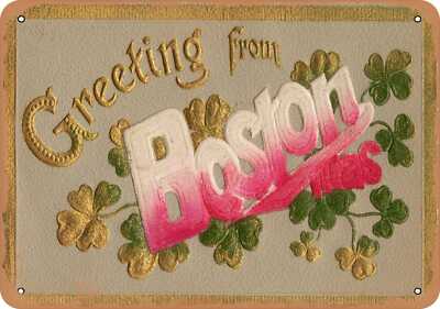 METAL SIGN - Massachusetts Postcard - Greeting from Boston, Mas [front]