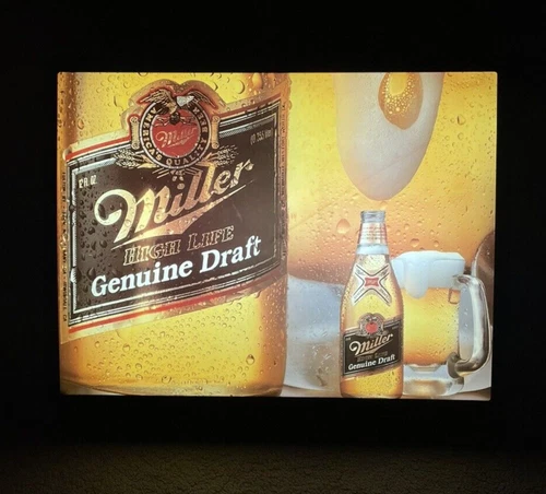 Vintage Miller Genuine Draft Lighted Beer Bar Pub Sign Lights Up & Works MGD