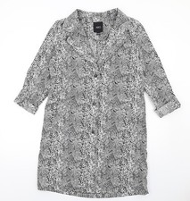 A&g Womens Black Geometric Rain Coat Size 10 Snap