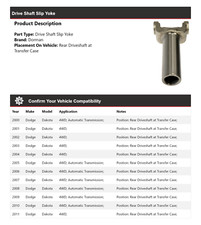 2004 Dodge Dakota Driveshaft Front Shaft - Automatic Trans. 91-00619 N