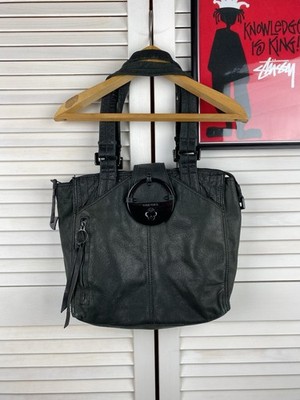 Vintage 00s Diesel Leather Bag Green Y2K Industrial Lock Shoulder