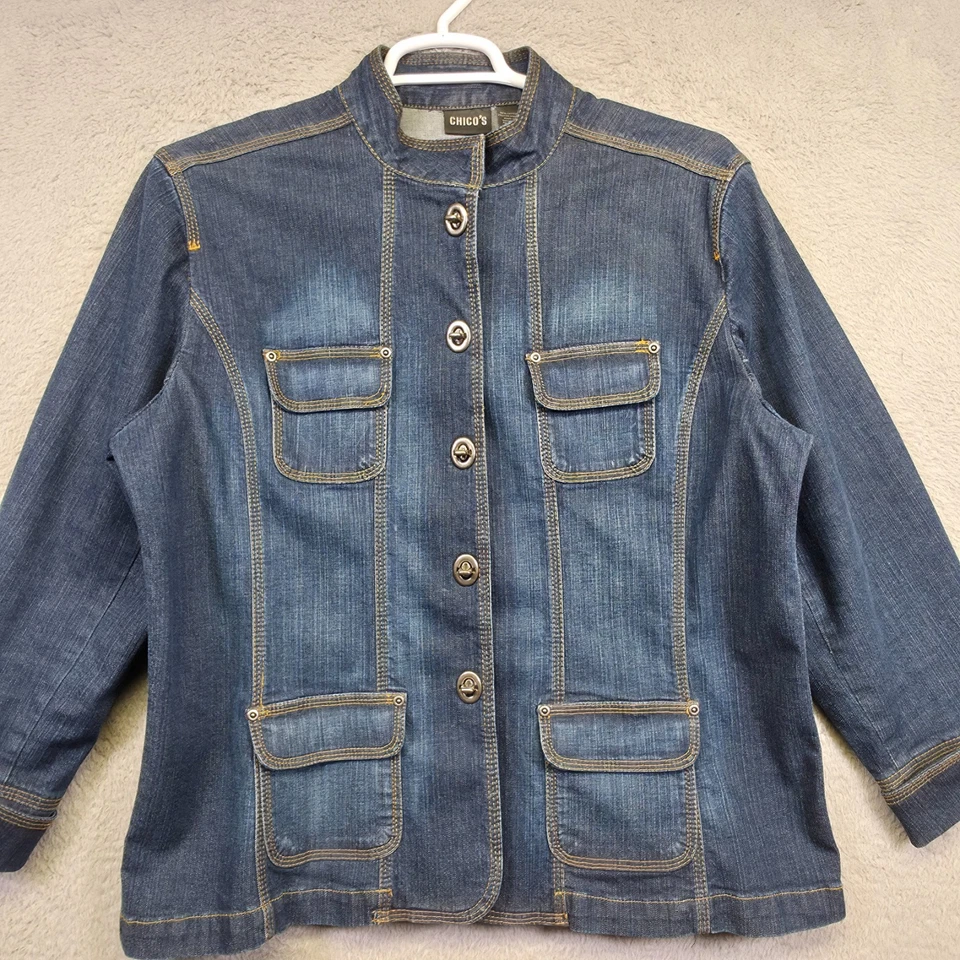 Chaqueta Chicos Mujer 3 XL/16 Azul Botón Palanca Denim Moto Bicicleta Utilitaria Western Foto 4 de 4