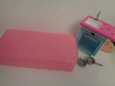 barbie doll accessories bed & cooker  furniture