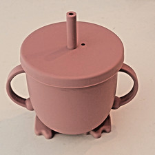 Silicone Cup Top Straw Toddler Child Pink 3"