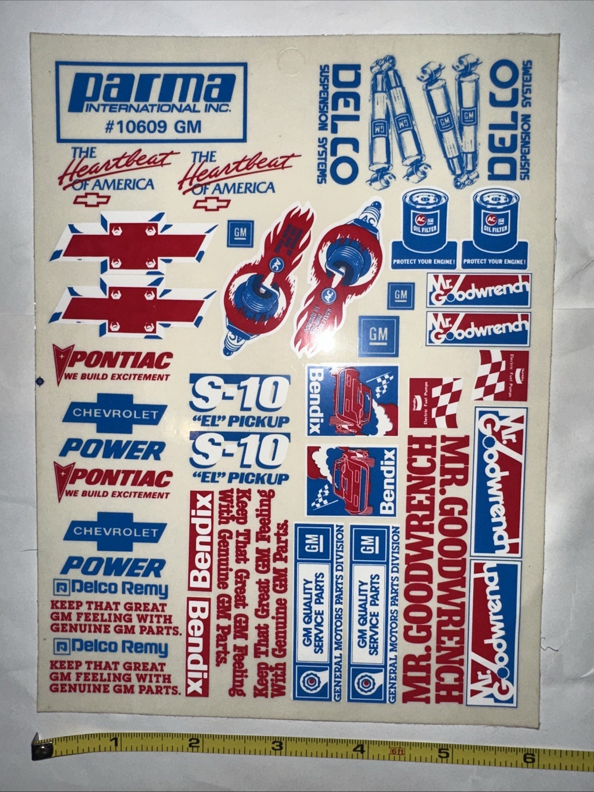 Parma 10609 GM Chevrolet Pontiac Delco  S10 Pickup Decal Sheet Vintage RC