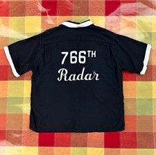 60s Rayon chain stitch Black Short Sleeve Bowling Shirt 766th Radar szM