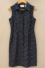 LIZ CLAIBORNE Sz 8 Dress Sleeveless Polka Dot Knee Length VTG Classic 90s Style