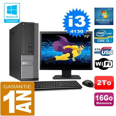 PC DELL 7020 SFF Core I3-4130 Ram 16GB Festplatte 2TB Wifi W7 Bildschirm 19''
