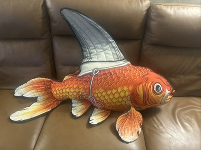 #ad Vtg 90s Giant 42quot; Stuffed Pillow Goldfish Shark Koi Fish Joe Boxer Plush Rare $119.95