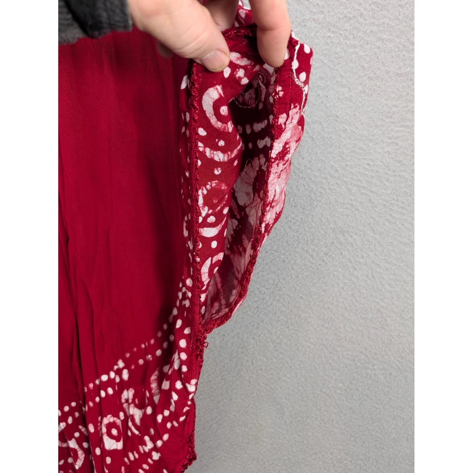 Jackpot Kaftan Womens One Size Red & White Batik Batwing Sleeve Embroidered Boho - Image 4 of 4