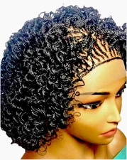 Black Micro Twist Braided Wig Curly Million Twist Full Lace with Baby Hair Wig