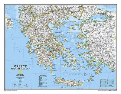 Wall Map of GREECE AND AEGEAN Official National Geographic 23x30 Wall POSTER