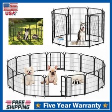 24"/32"/40" Large Dog Playpen 8/12/16 Panels Dog Exercise Pen Pet Fence w/Doors