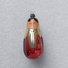 Vintage Soviet USSR Glass Christmas Tree Xmas Ornament Holiday - Matryoshka