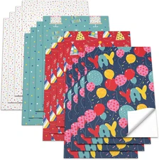 Birthday Wrapping Paper Sheets with Gridlines, Party Hats (16 Sheets, 30 in. x 2