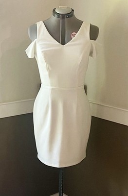 Speechless Cold Shoulder V-Neck Sheath Dress White Cocktail Party Sz 11 Bridal