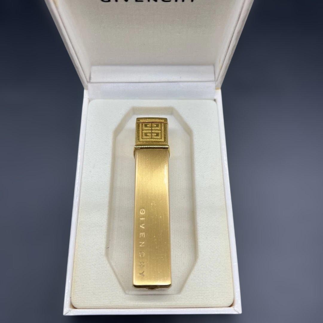GIVENCHY Gold Logo Lighter Slim Used with Box Rare