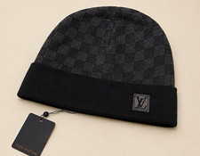 Louis Vuitton Black/Gray Check Beanie Hat Men...