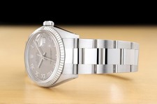 ROLEX MENS DATEJUST 16014 GRAY ROMAN DIAL 18K WHITE GOLD STAINLESS STEEL WATCH 4