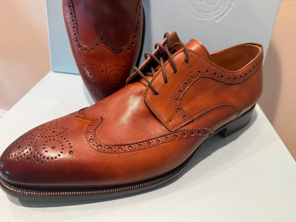 Oxfords Magnanni Hampton ponta de asa 47 UE 13 EUA couro marrom conhaque novo na caixa - Imagem 4 de 4