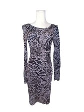 Alice + Olivia Women's Black & Gray Animal Print Long Sleeve Body Con Dress XS