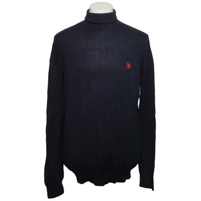 U.S. Polo Assn., Rollkragenpullover, Größe: L, Blau, Baumwolle, Einfarbig #Imo