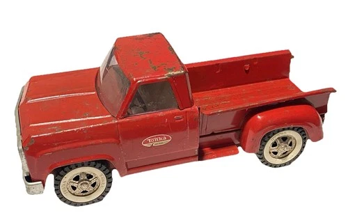 VTG 1968 Tonka Mound. Minn. Red Dodge Stepside Pickup Truck Pressed Steel #2302