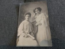 Two Women Formal Pose Fashion Intricate White Dresses Australia Antique RPPC 