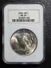 Beautiful 1924 Peace Silver Dollar Old NGC Holder Graded MS 64