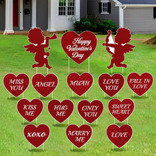 15-Piece Valentine's Day Yard Sign Set for Outdoor Decorations