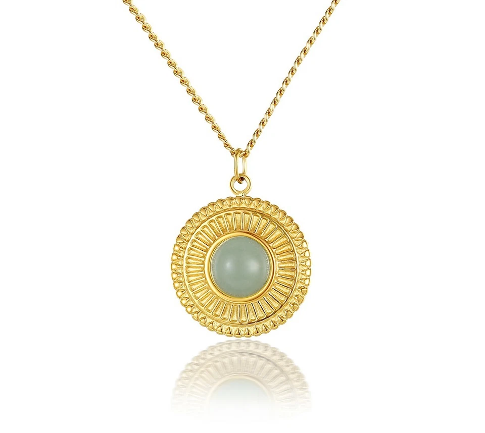 BENIAMINO Edelstahl Kette Anhänger Natur Kristall Stein GG Vacuum Plating OVP