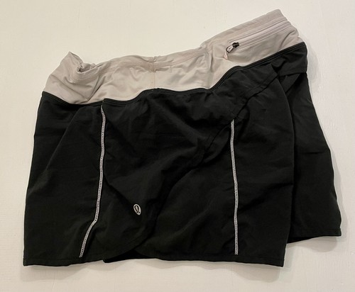 Lululemon Shorts Woman’s Black Pale Pink Size 10 Athletic Lined 2” Inseam #199 - Picture 3 of 11