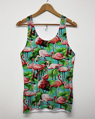 Flamingo All Over Print Trägershirt Festival Sommer rosa Muster Swag Tank Top Herren Mann