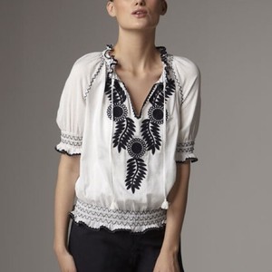 burch peasant tory mari gauzy embroidered blouse cotton